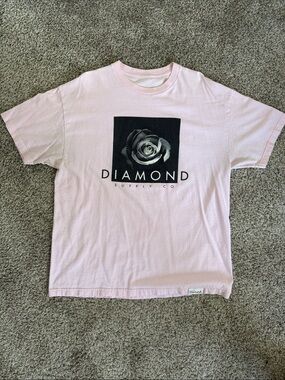 Diamond Supply Co. Light Pink Rose Logo Tee